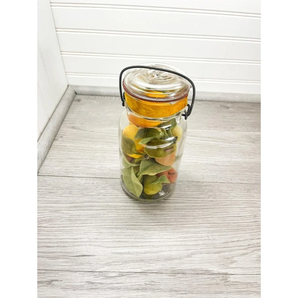 Vintage Glass Vegetable Jar - Flocked Vegetables